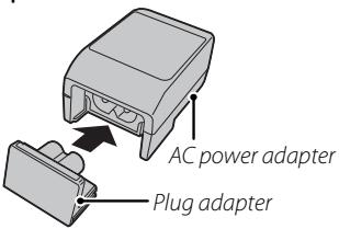 FUJIFILM XQ2 - Attach the plug adapter to the AC power adapter. - 1