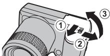 FUJIFILM FINEPIX L55 - Ouvrez le couvercle du compartiment des piles. - 1