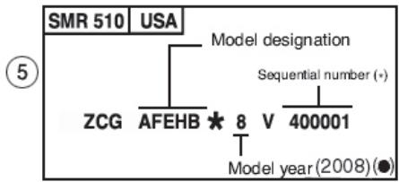 HUSQVARNA SMR 450 - VEHICLE IDENTIFICATION NUMBER (V.I.N.) - 5