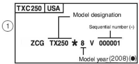 HUSQVARNA TC 510 - VEHICLE IDENTIFICATION NUMBER (V.I.N.) - 1