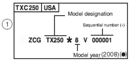 HUSQVARNA TE 450 - VEHICLE IDENTIFICATION NUMBER (V.I.N.) - 1