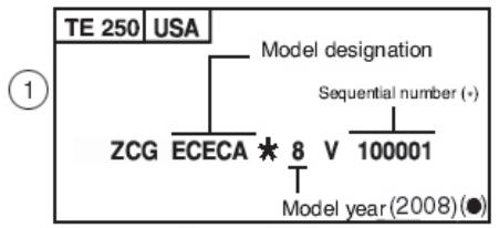 HUSQVARNA TE 450 - VEHICLE IDENTIFICATION NUMBER (V.I.N.) - 1