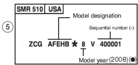 HUSQVARNA TE 450 - VEHICLE IDENTIFICATION NUMBER (V.I.N.) - 5