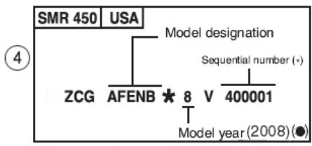 HUSQVARNA TXC 450 - VEHICLE IDENTIFICATION NUMBER (V.I.N.) - 4