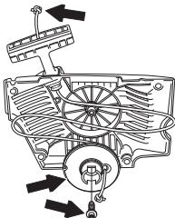 HUSQVARNA 345 E - Changing a broken or worn starter cord - 4