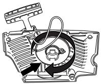HUSQVARNA 345 E - Tensioning the recoil spring - 1