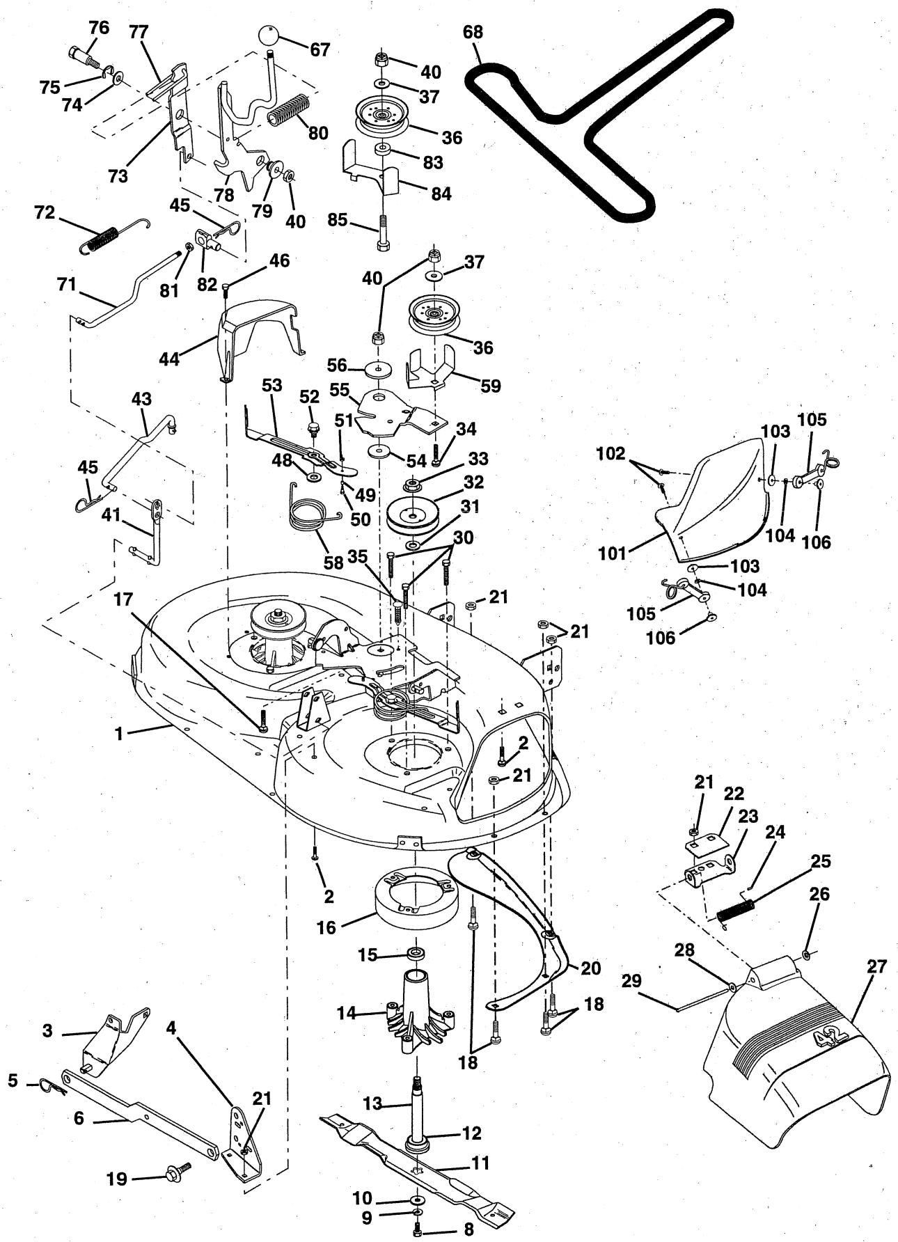 HUSQVARNA IPL - TRACTOR- -MODEL NO. LTH130 (HCLTH130A), PRODUCT NO. 954 88 00-61 MOWER DECK - 1