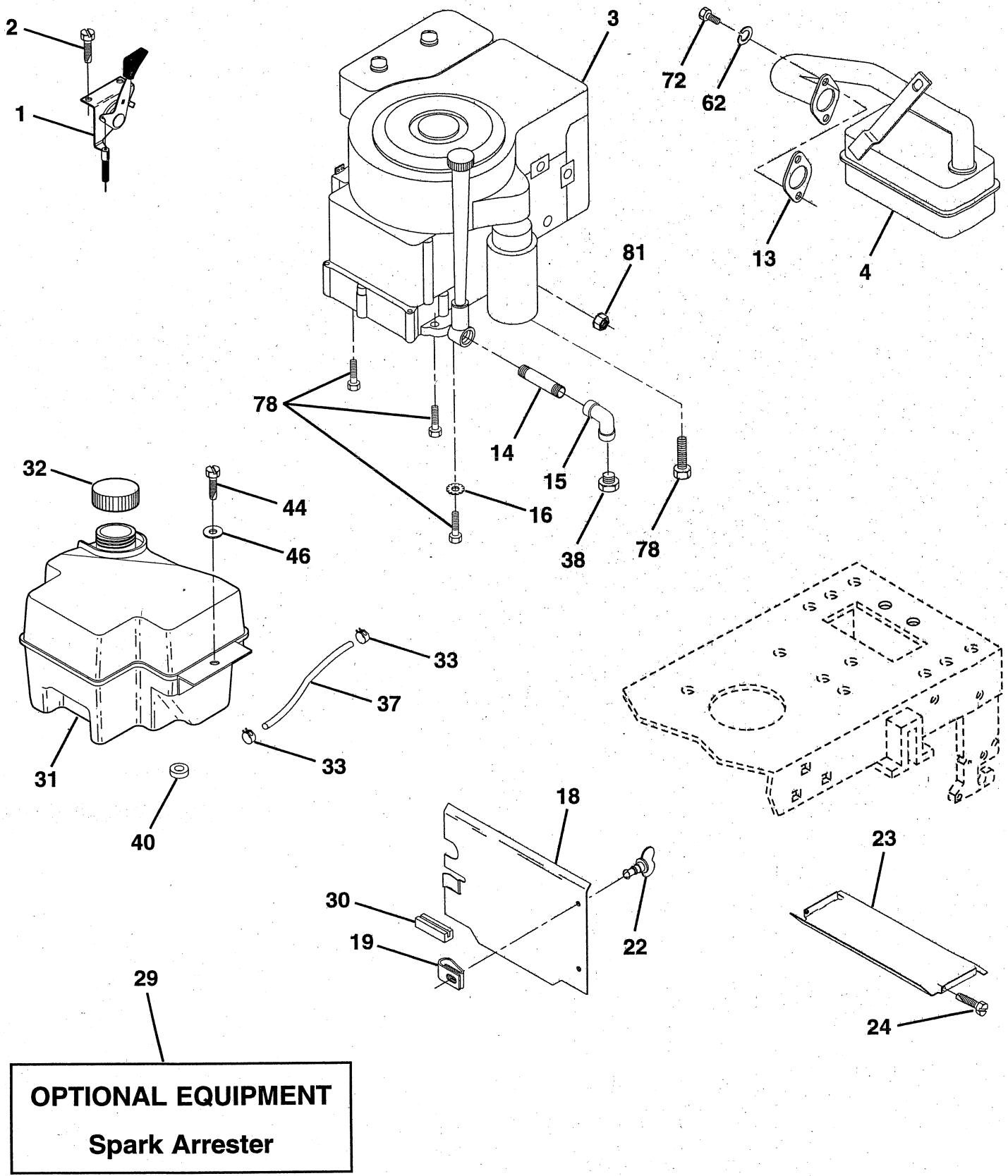 HUSQVARNA IPL - TRACTOR- -MODEL NO. LTH130 (HCLTH130A), PRODUCT NO. 954 88 00-61 ENGINE - 1