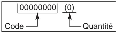 00000000 Code (0) Quantité