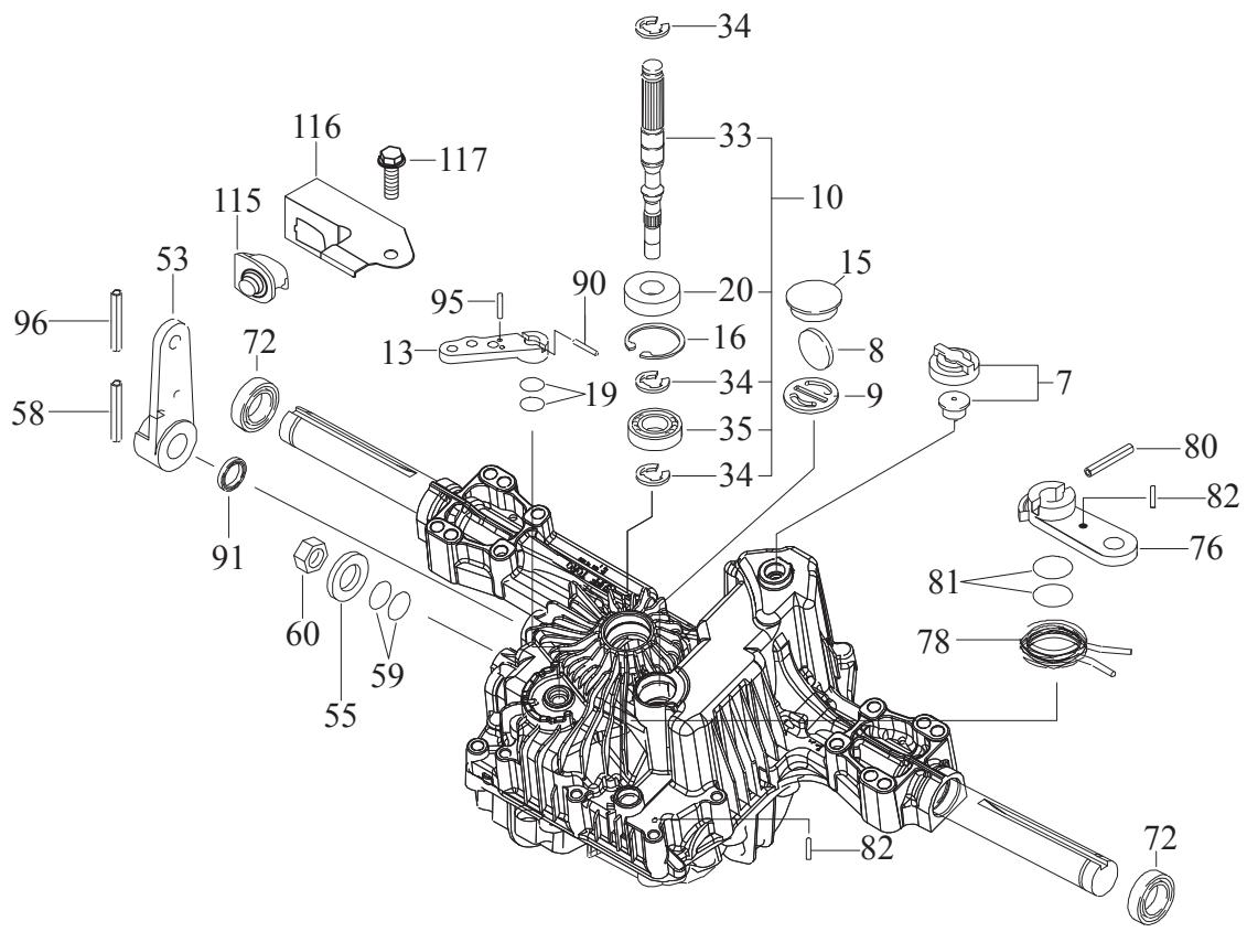 Technical diagram of a mechanical assembly with numbered components for identification