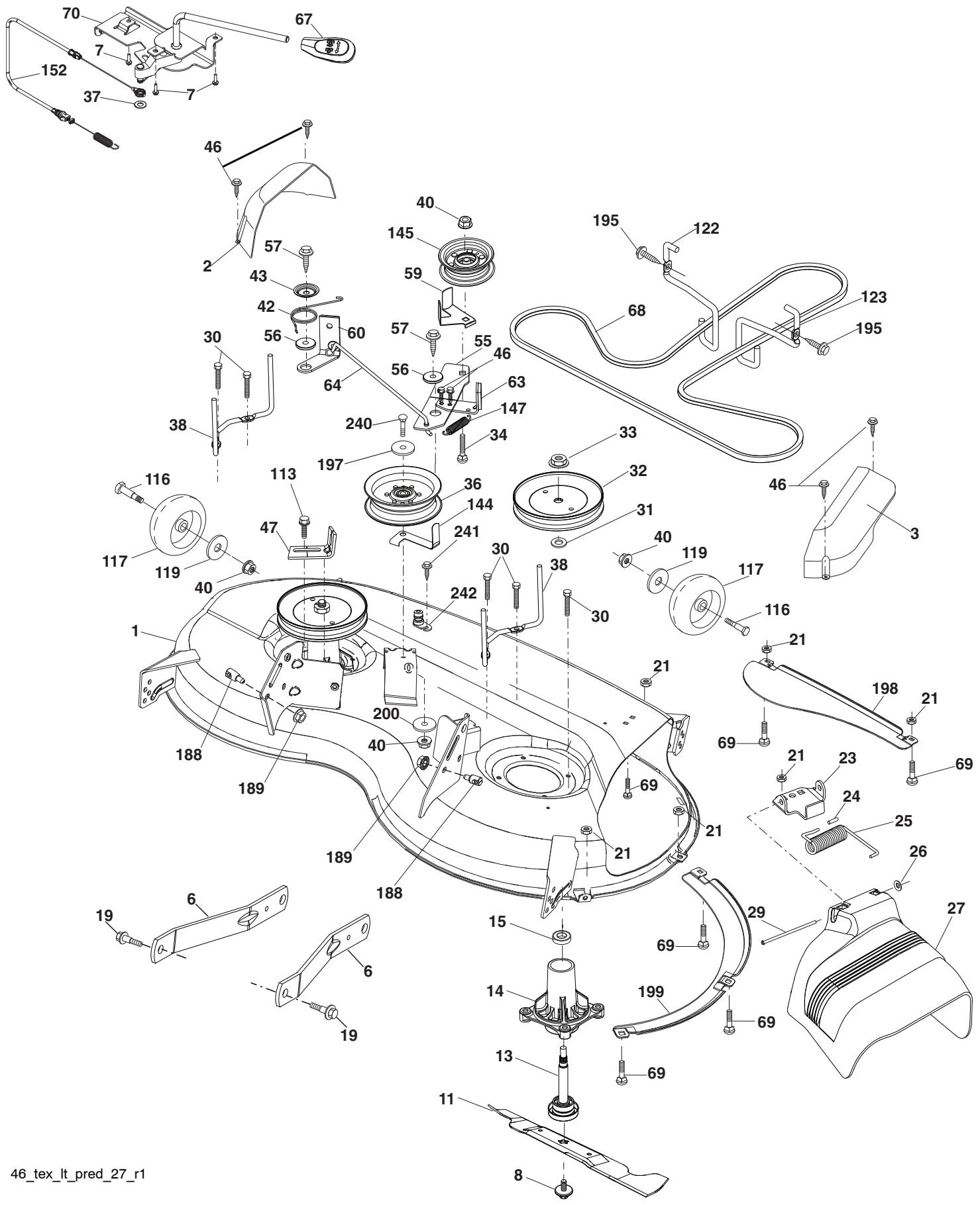 Exploded view diagram of a mechanical device with numbered parts for identification