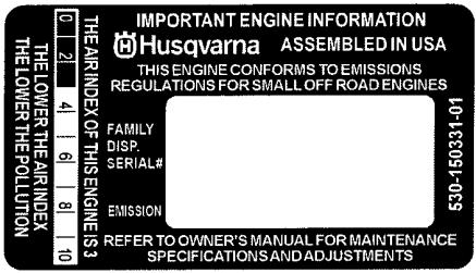 HUSQVARNA 142 - U.S. EPA/CALIFORNIA/ENVIRONMENT CANADA EMISSION CONTROL WARRANTY STATEMENT - 1