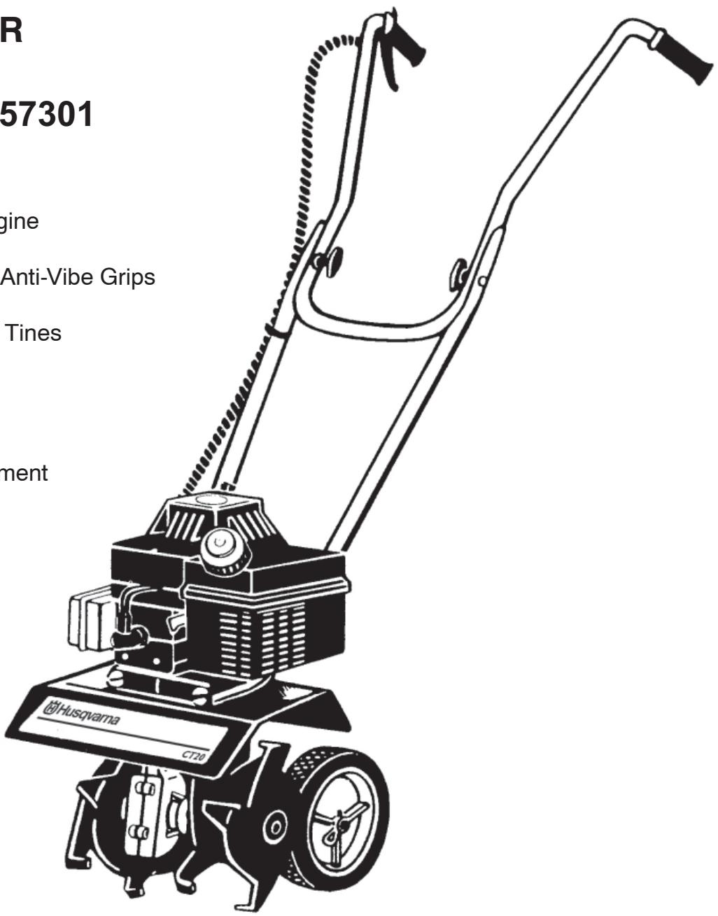 HUSQVARNA CT 20 - SPECIFICATIONS - 1