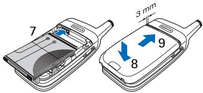 NOKIA 6102I - Install the SIM card and battery - 4