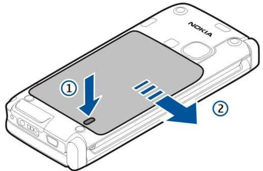 NOKIA E90 - Insert the SIM card and battery - 1