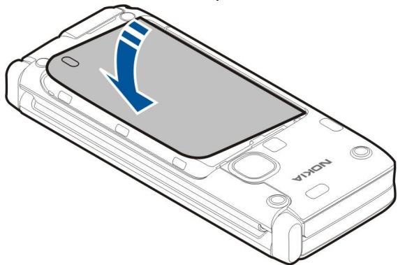 NOKIA E90 - Insert the SIM card and battery - 6
