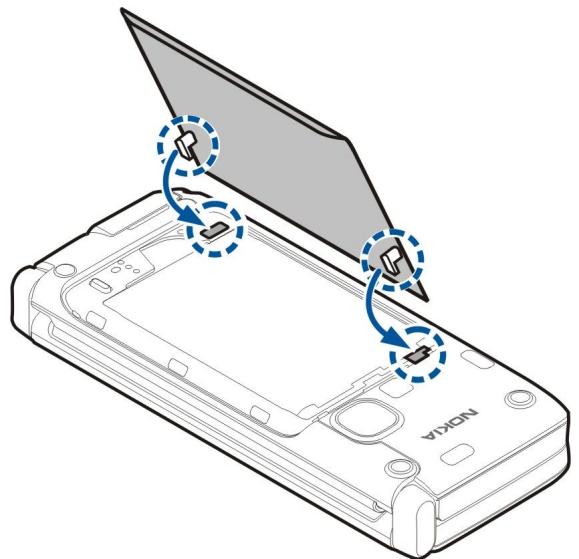 NOKIA E90 - Insert the SIM card and battery - 5