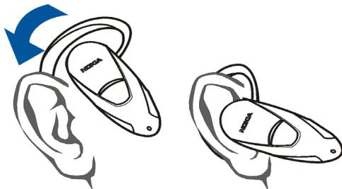 NOKIA WIRELESS AUDIO HEADSET HDW-2 - Placing the headset on the ear - 1