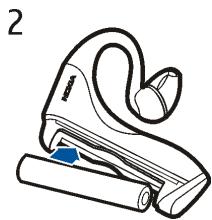 NOKIA WIRELESS AUDIO HEADSET HS-37W - Insert the battery - 2