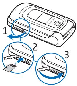 NOKIA 6086 - Insert a microSD card - 1