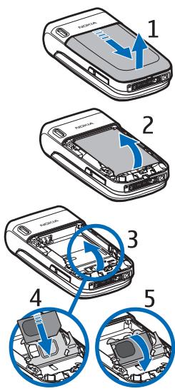 NOKIA 6086 - Install the SIM card and battery - 1