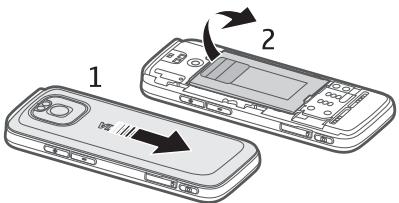 NOKIA 5630 - - Indsætning af et (U)SIM-kort og batteri - 1