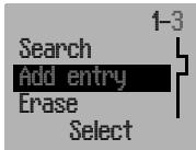 Search Add entry Erase Select 1-3