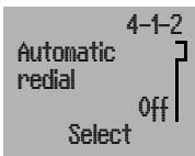 Automatic redial 4-1-2 Off Select