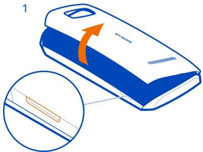 NOKIA ASHA 305 - Insert a primary SIM card and battery - 2