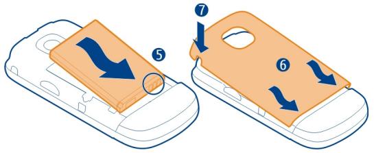 NOKIA C2-05 - Insert a SIM card and battery - 4