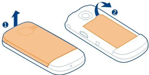 NOKIA C2-05 - Insert a SIM card and battery - 2