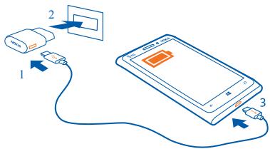 NOKIA LUMIA 920 - Charge your phone with a USB charger - 1