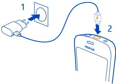 NOKIA 808 - Charge the battery - 1