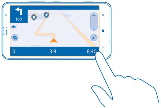 NOKIA LUMIA 1320 - Switch between remaining time or time of arrival view - 1