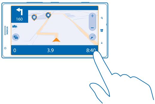 NOKIA LUMIA 1520 - Switch between remaining time or time of arrival view - 1
