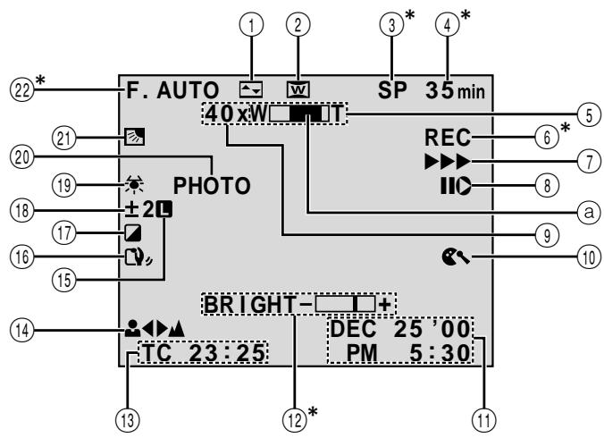 JVC GR-DVL300 - LCD Monitor/Viewfinder Indications During Recording - 1