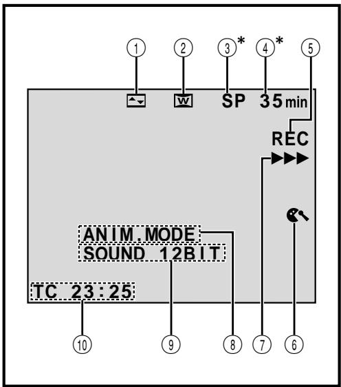 JVC GR-DVX8 - LCD Monitor/Viewfinder Indications During Video Recording Only - 1