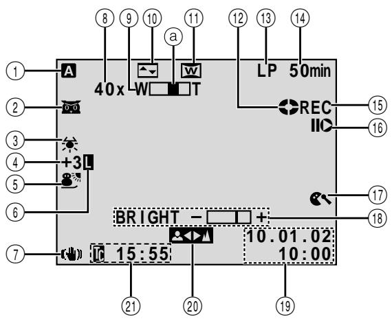 JVC GR-DVL167 - LCD Monitor/Viewfinder Indications During Recording - 1