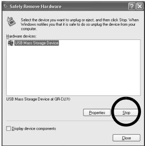 JVC GR-D370EX - Entfernen des USB-Kabels (Windows®) - 1