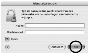 JVC GZ-MG57 - Voer respectievelijk de naam van de Macintosh Administrator en het wachtwoord ([Naam] en [Wachtwoord]) in en klik op [OK]. - 1