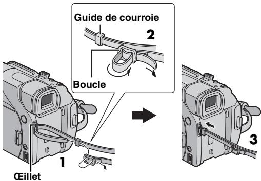 JVC GR-D73 - Comment attacher la bandoulière - 1