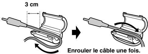 JVC GR-D73 - Comment attacher le filtre en ligne (pour câble USB (fourni avec GR-D93/73/53 uniquement) et câble S-vidéo en option) - 2