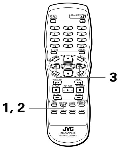 JVC XV-S302SL - To select the subtitle language [SUBTITLE] - 3