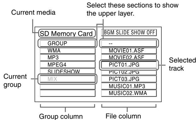 JVC XV-NP10S - Make sure that the cursor bar is in the left (group) column on the Control display. - 1