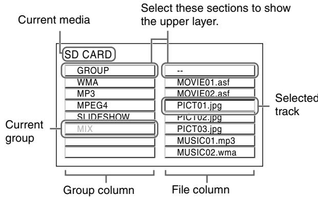 JVC XV-NP1SL - Make sure that the cursor bar is in the left (group) column on the Control display. - 1