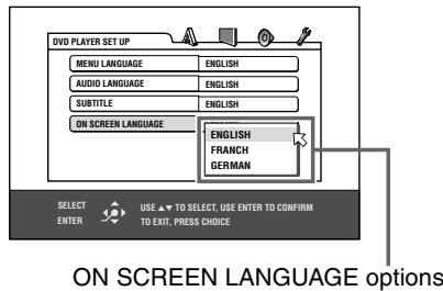 JVC XV-NP1SL - Press CHOICE for a few seconds to bring up the first page of the DVD PLAYER SET UP display. - 1