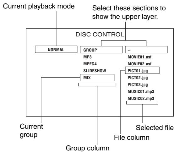 JVC XV-N210B - Make sure that the cursor bar is in the left (group) column on the Control display. - 1