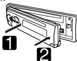Diagram of a device rear panel with labeled parts 1 and 2, showing internal structure and mounting points.