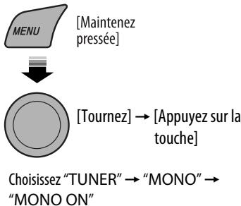 JVC KD-R303 - Quand une émission FM stéréo est difficile à recevoir - 1