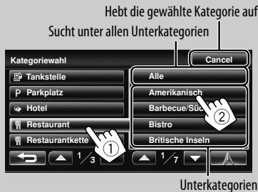 JVC KW-NT1 - Ⓐ Zum Festlegen der Kategorie und Unterkategorie - 1